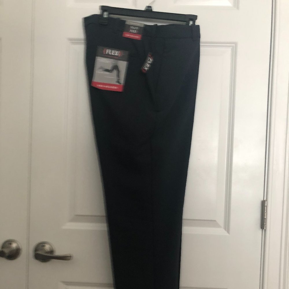Van Heusen Flex Fit Flat Front Pant Slate Blue 36x29
